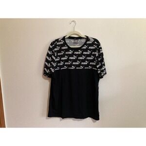Puma Black White Shirt Men Size XXL Graphic Logo Short Sleeve